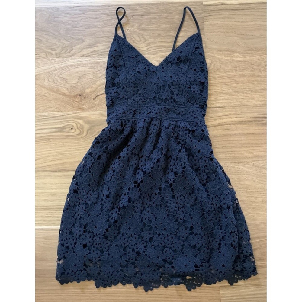 Abercrombie & Fitch Navy Blue A-Line Strapless Lace Dress Mini XS Festival Boho